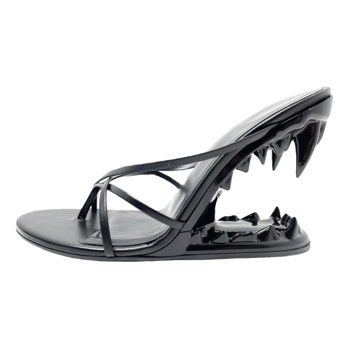 Pre-owned Gcds Leather Sandals In Black