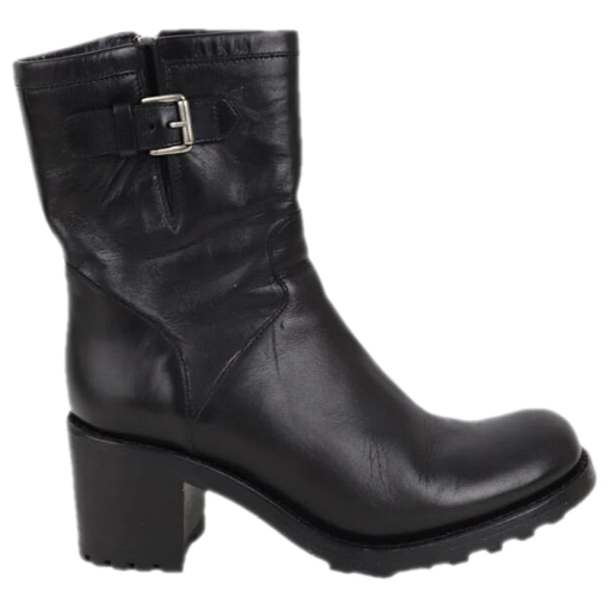 Pre-owned Free Lance Leather Ankle Boots In Black