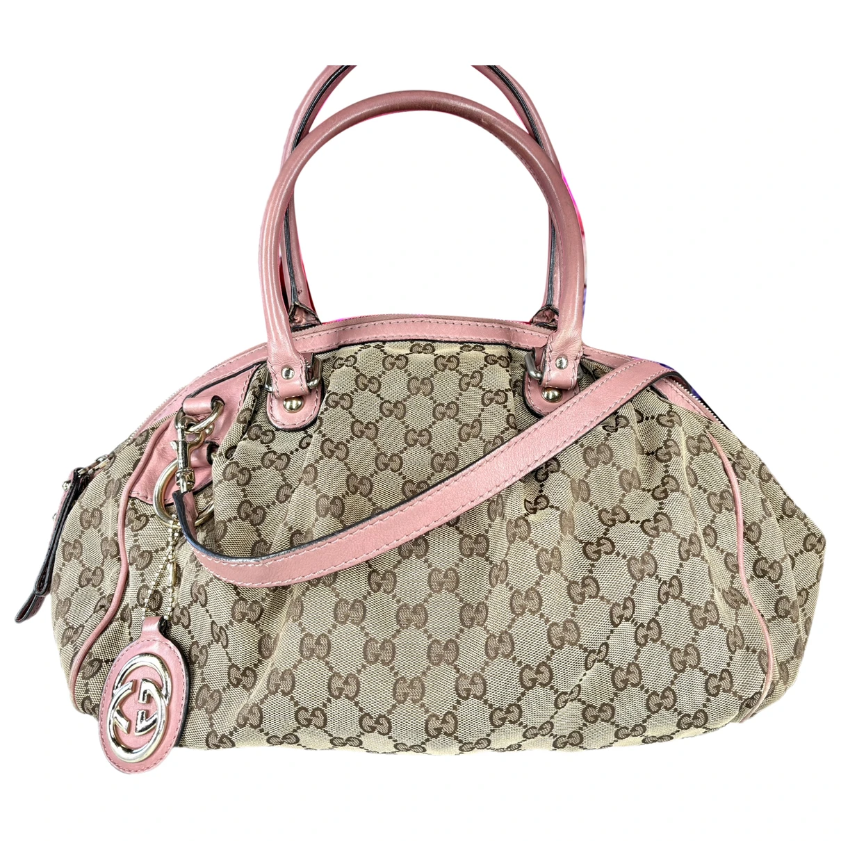 Pre-owned Gucci Sukey Cloth Crossbody Bag In Pink
