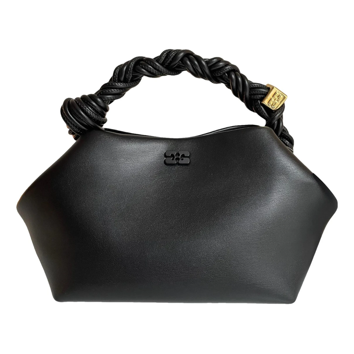 Pre-owned Ganni Leather Handbag In Black