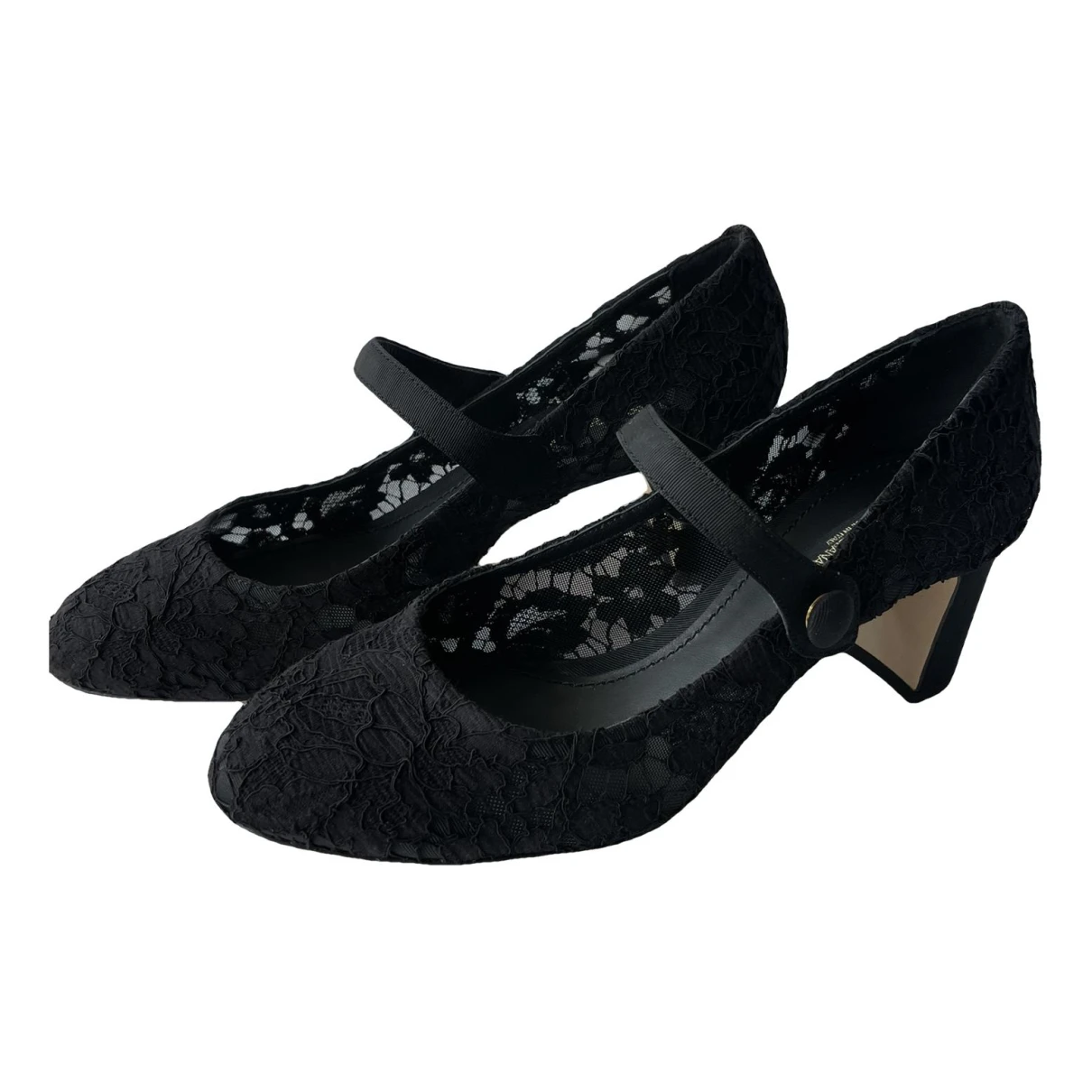Pre-owned Dolce & Gabbana Mary Jane Cloth Heels In Black