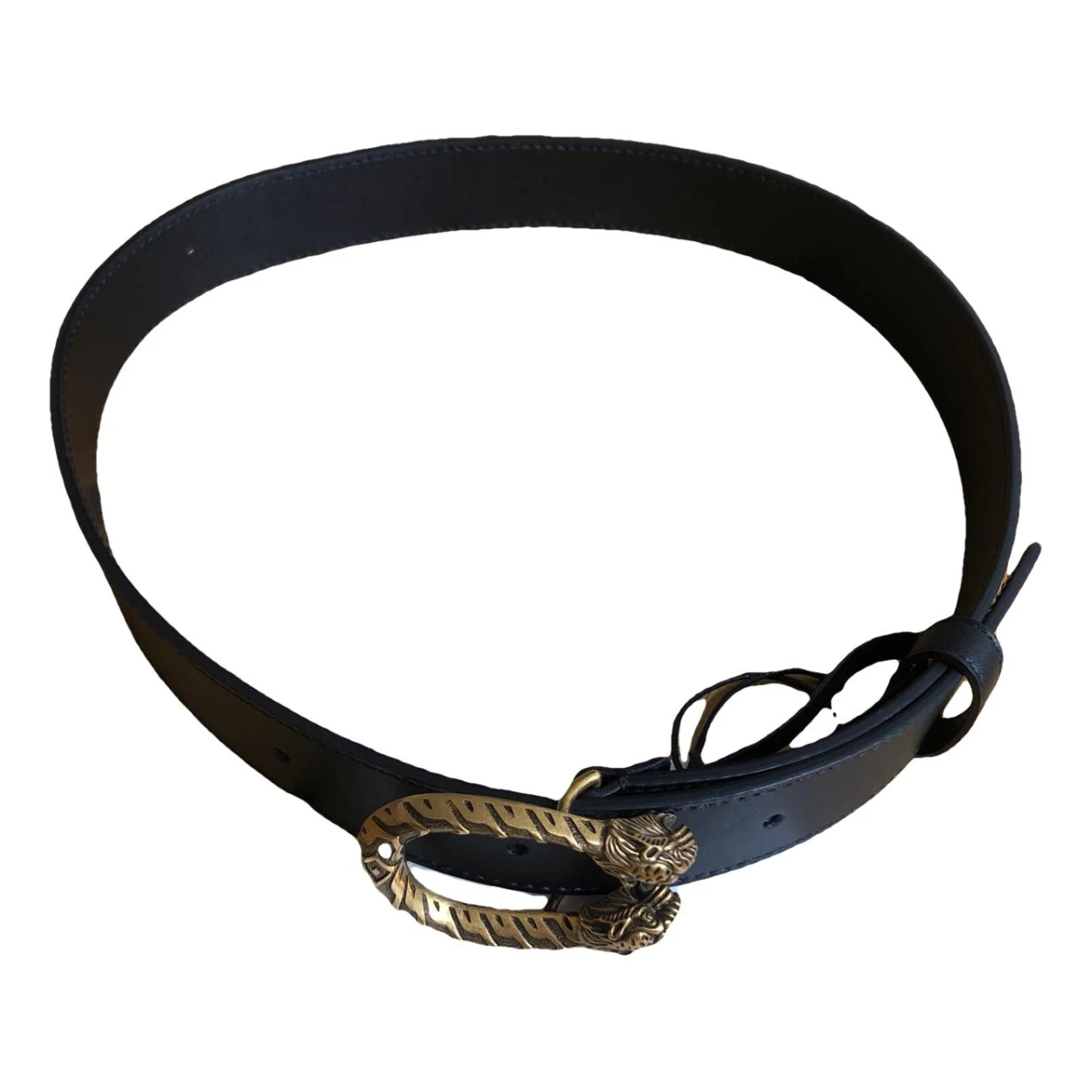Pre-owned Gucci Dionysus Leather Belt In Black