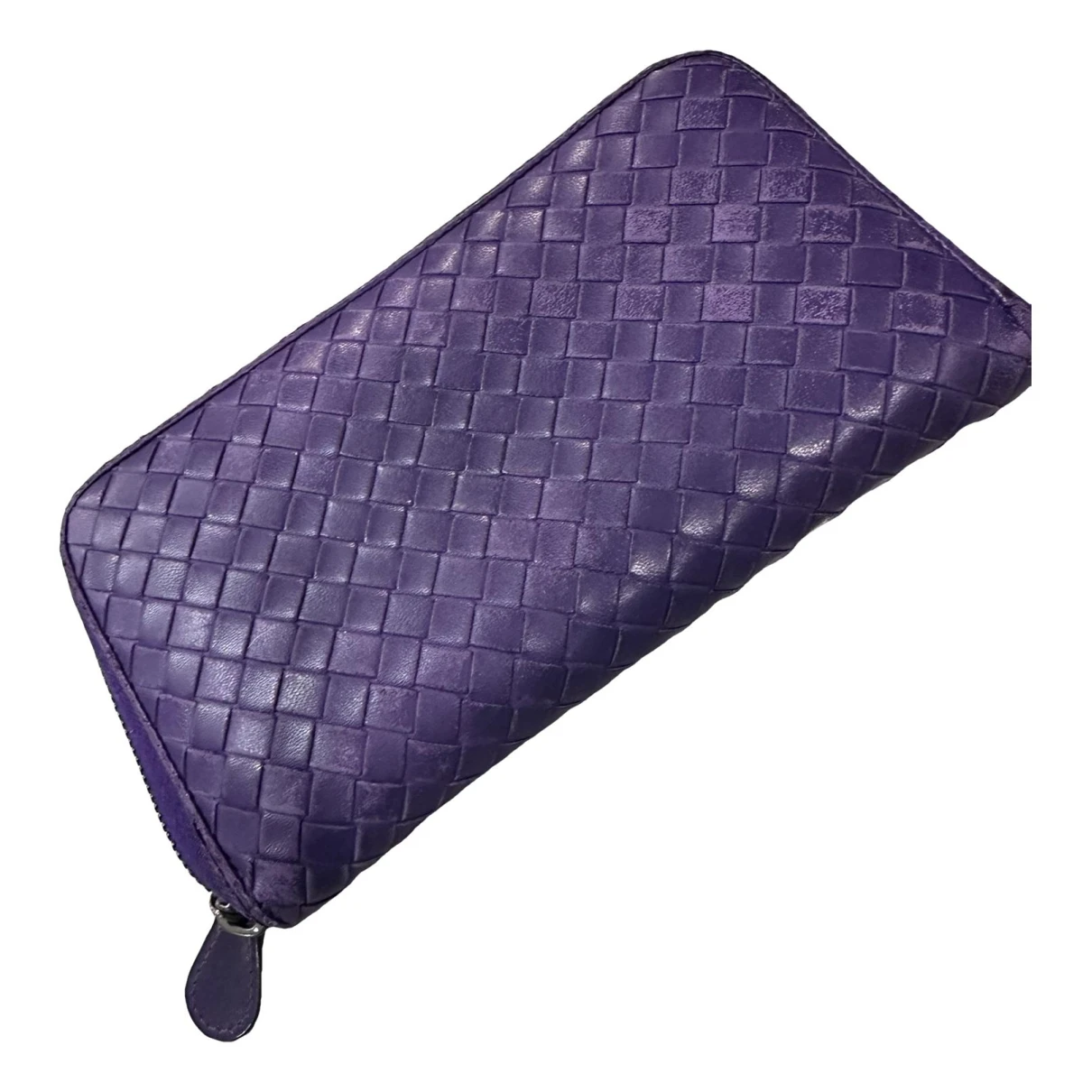 Pre-owned Bottega Veneta Intrecciato Leather Wallet In Purple
