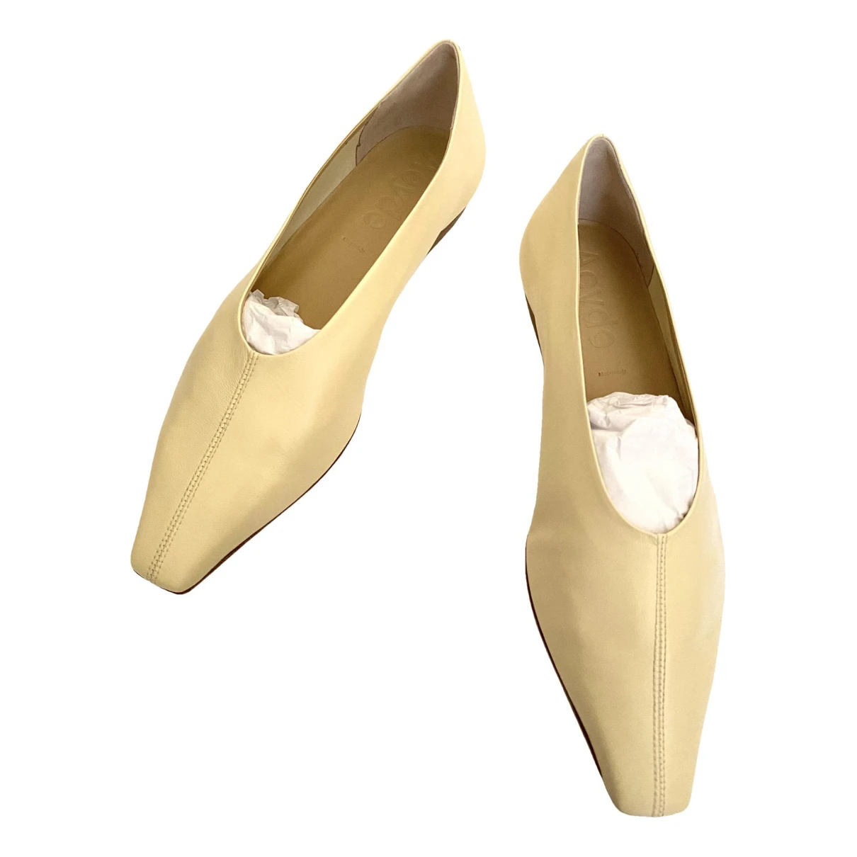 Pre-owned Aeyde Leather Ballet Flats In Yellow