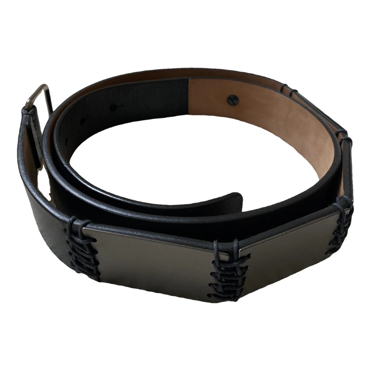 Pre-owned Lanvin Leather Belt In Black