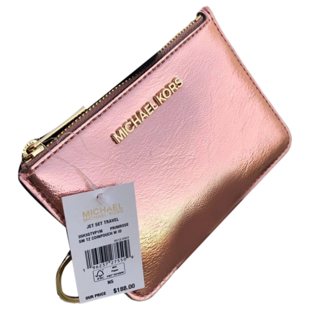 Pre-owned Michael Kors Leather Card Wallet In Metallic