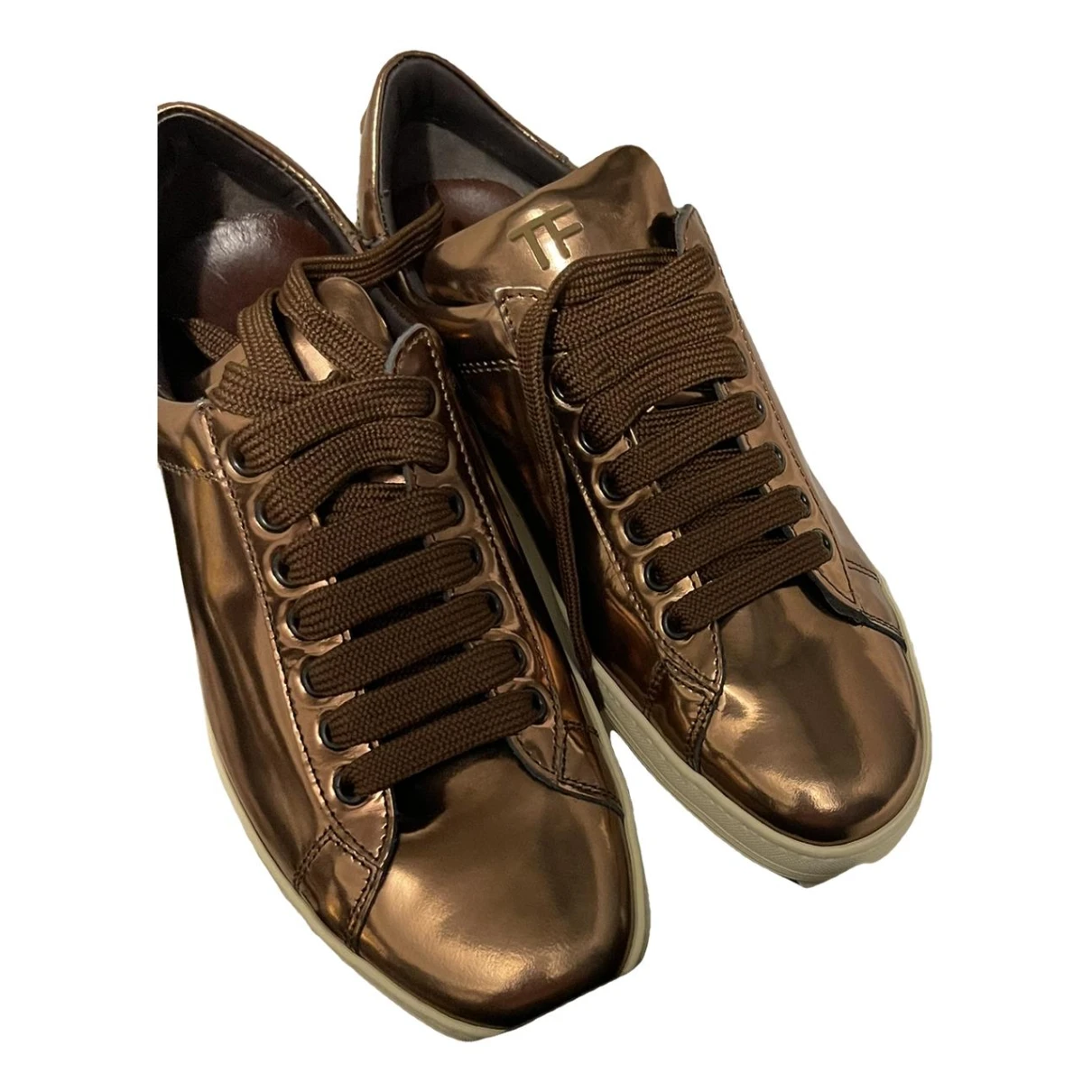 Pre-owned Tom Ford Leather Flats In Metallic