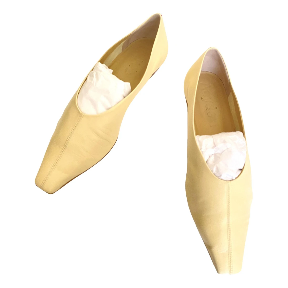 Pre-owned Aeyde Leather Ballet Flats In Yellow