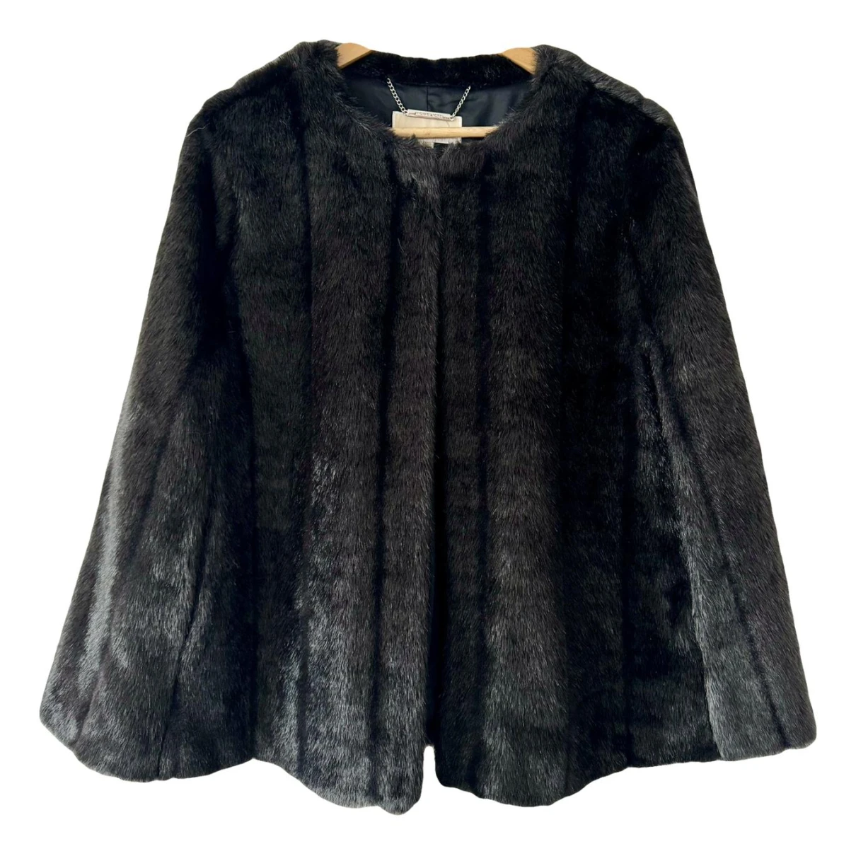 Pre-owned Michael Kors Faux Fur Peacoat In Black