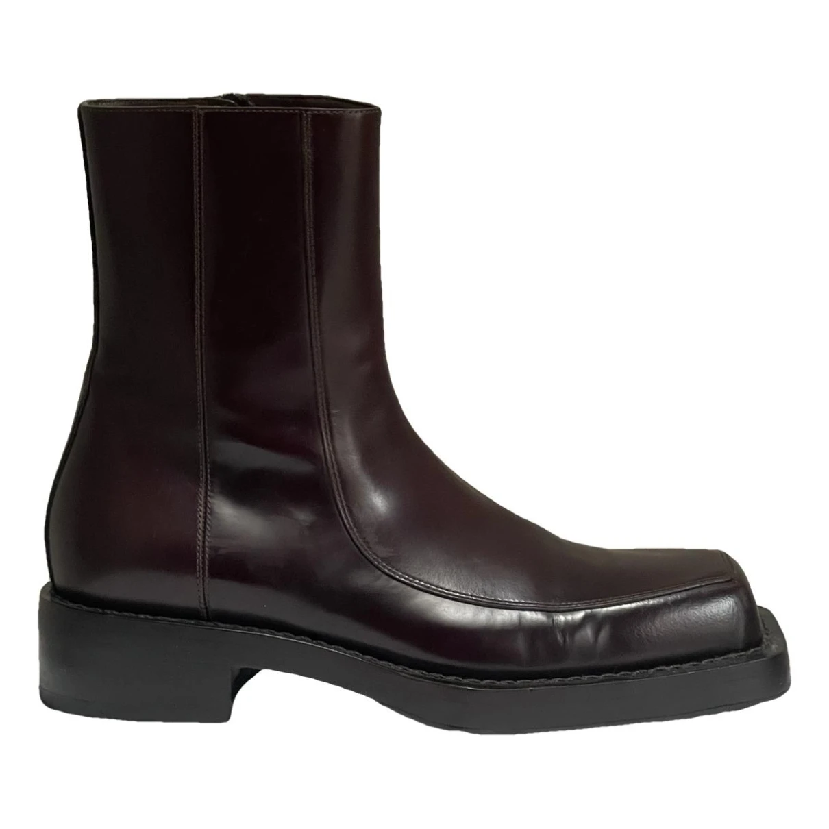Pre-owned Balenciaga Leather Boots In Burgundy