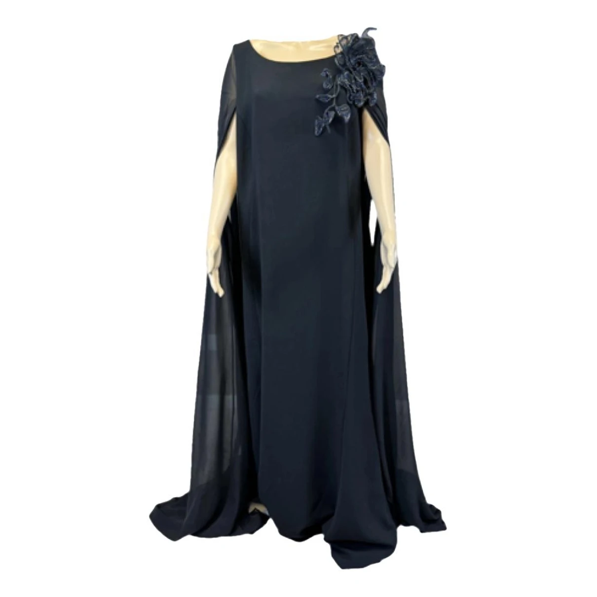 Pre-owned Marina Rinaldi Silk Maxi Dress In Black