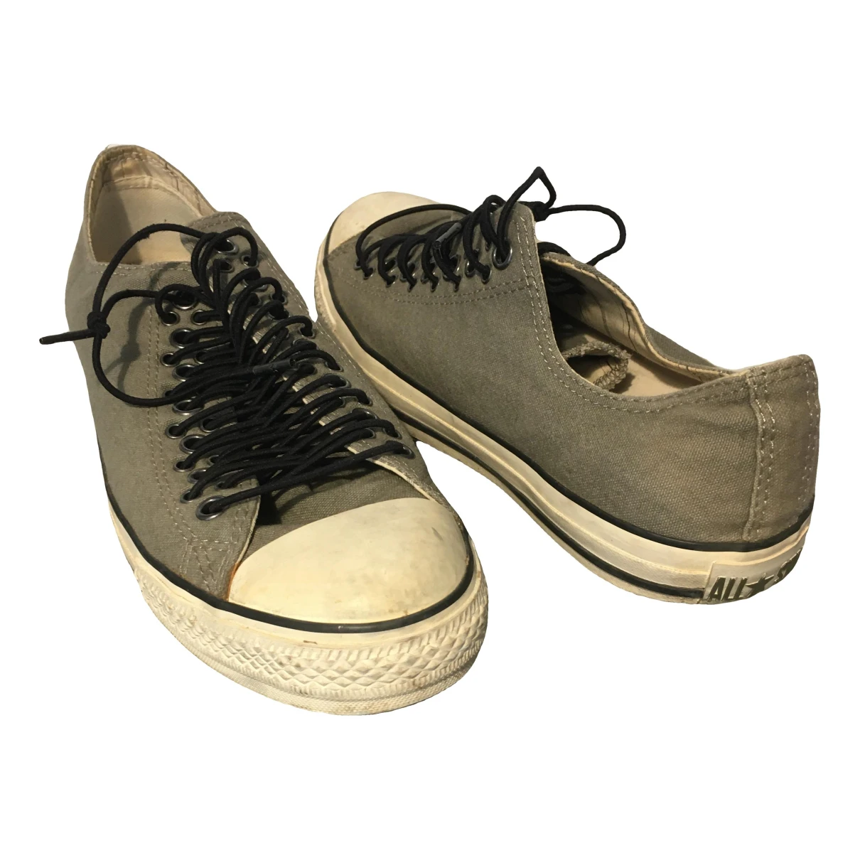 Pre-owned Converse Cloth Low Trainers In Khaki