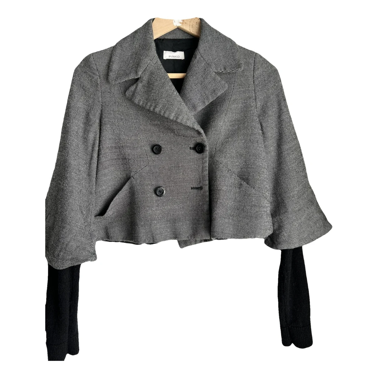 Pre-owned Pinko Wool Trench Coat In Grey