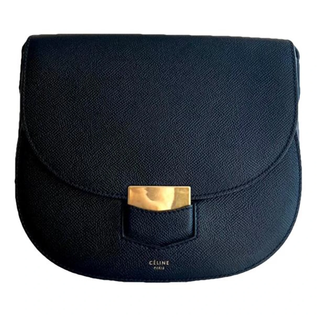 Pre-owned Celine Trotteur Leather Crossbody Bag In Black