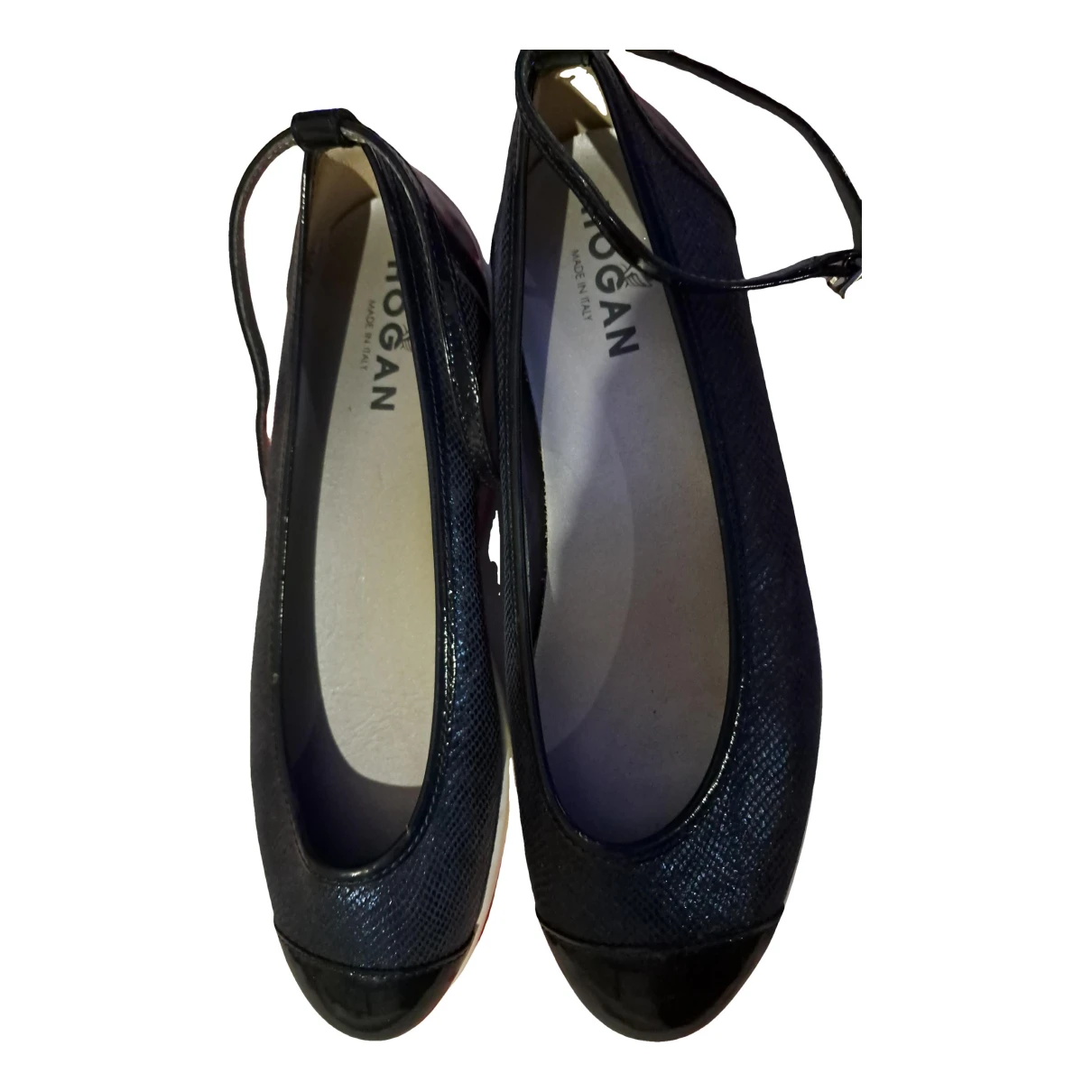 Pre-owned Hogan Patent Leather Ballet Flats In Blue