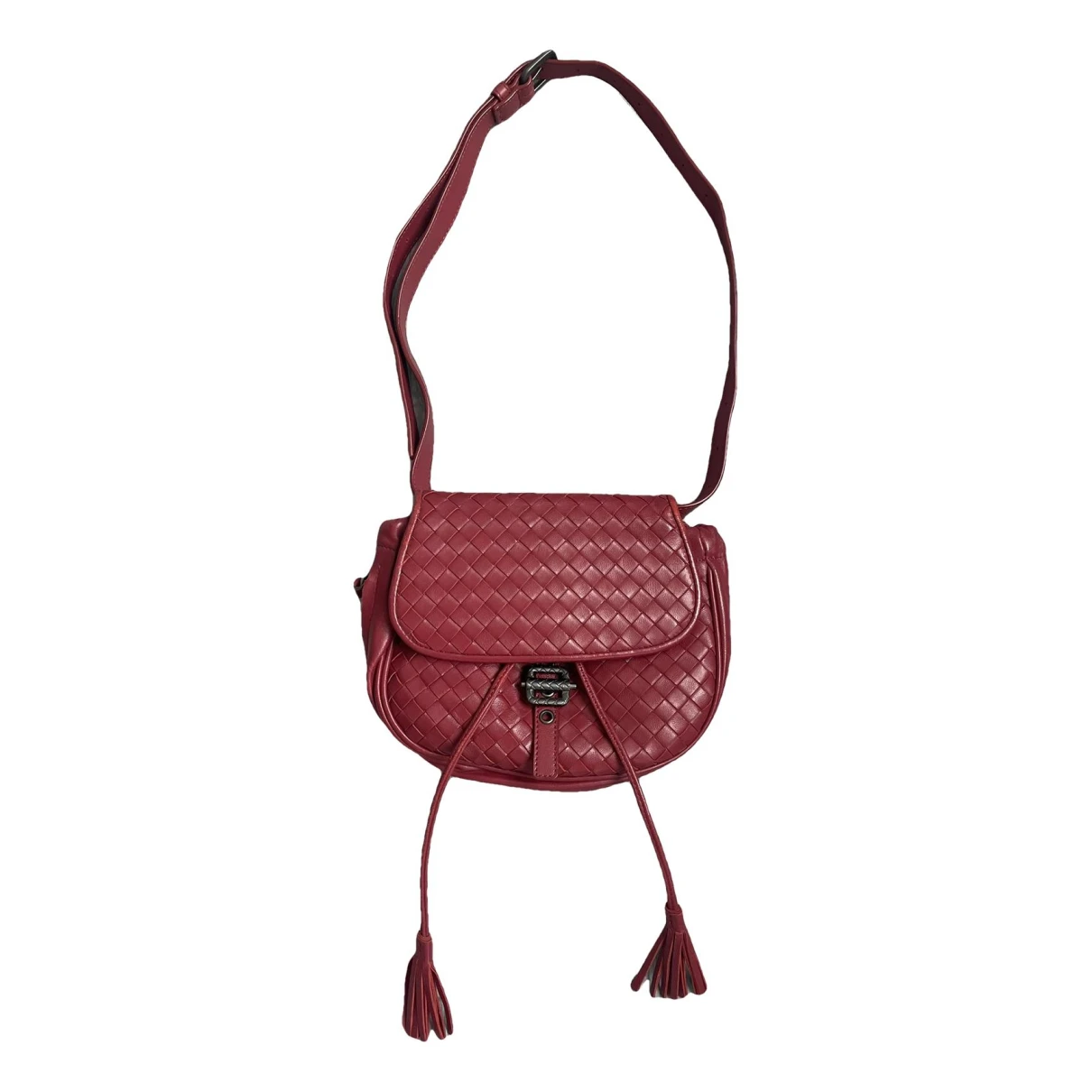 Pre-owned Bottega Veneta Leather Handbag In Burgundy