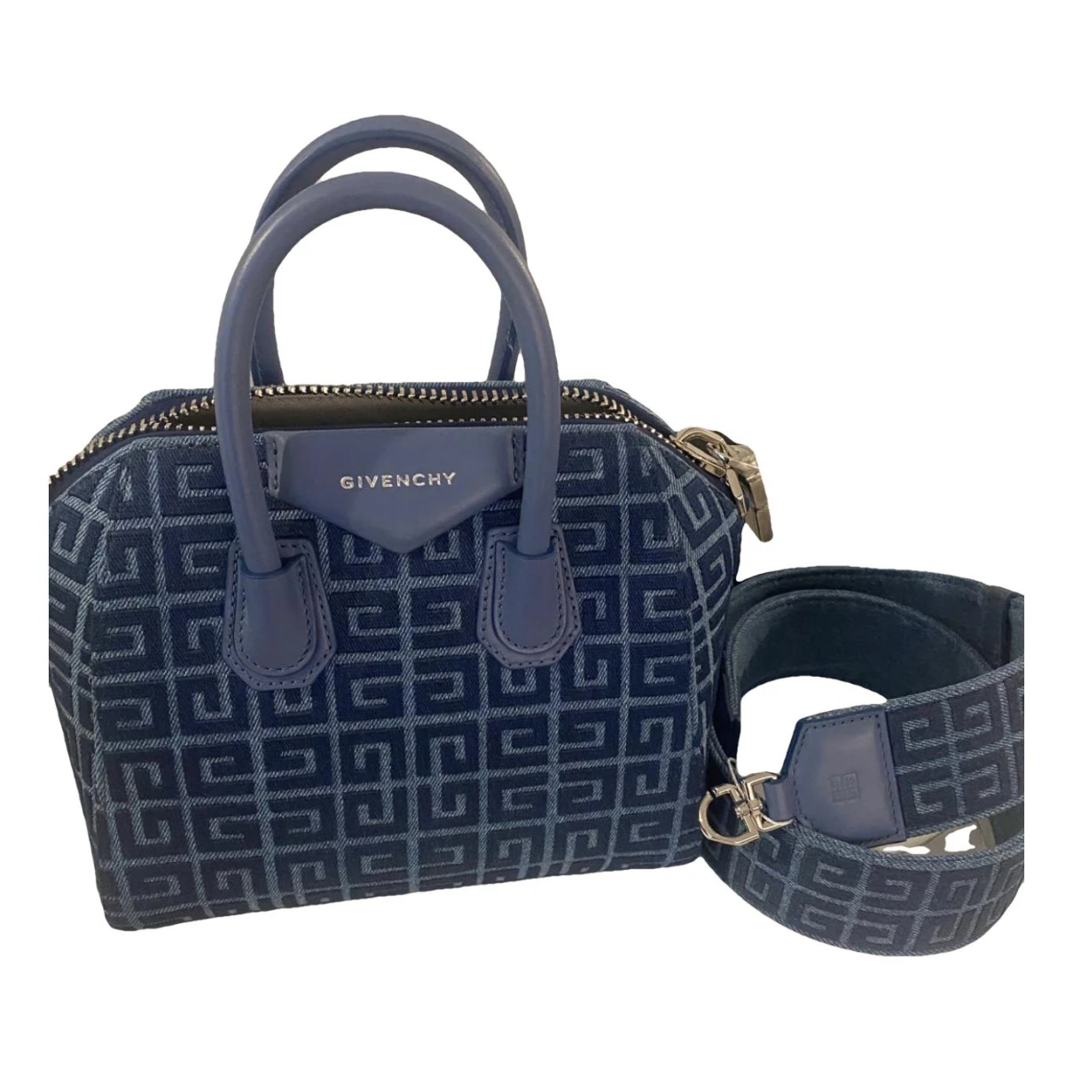 Pre-owned Givenchy Antigona Tweed Handbag In Blue