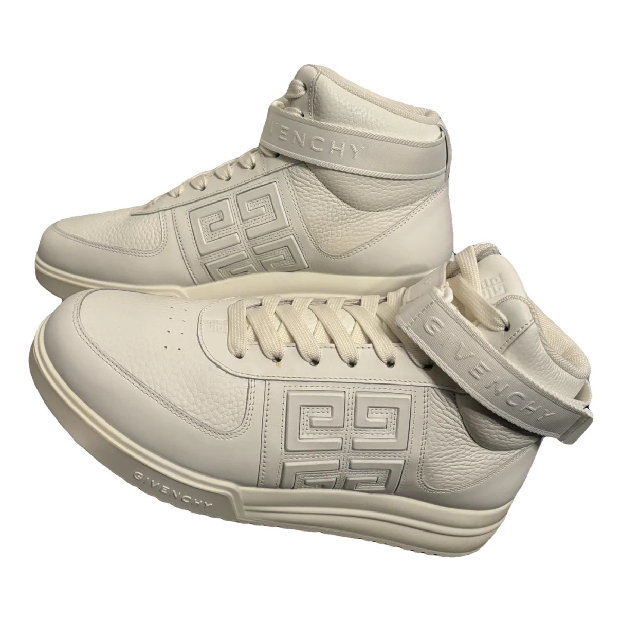 Pre-owned Givenchy Leather High Trainers In White