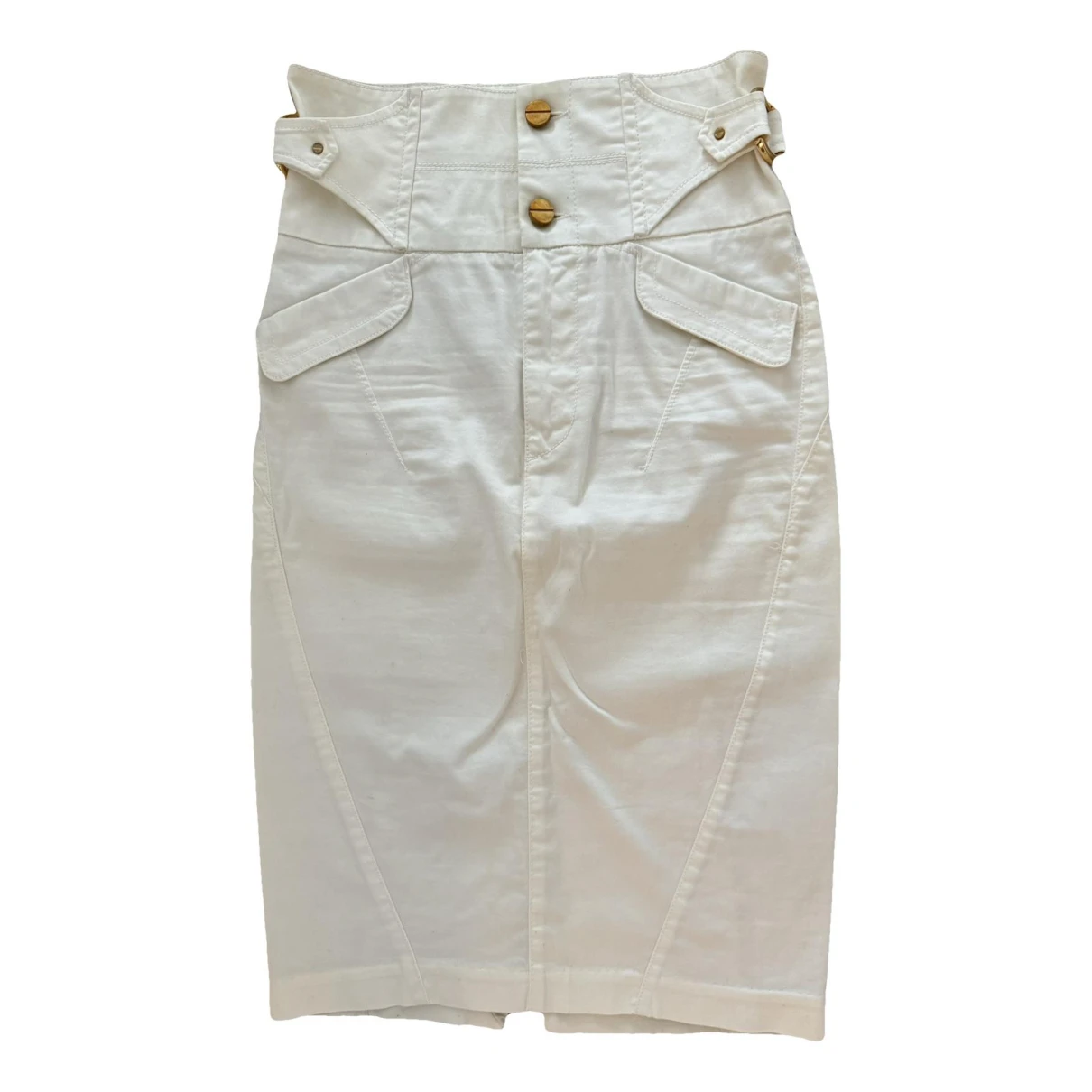 Pre-owned Guess Mid-length Skirt In White