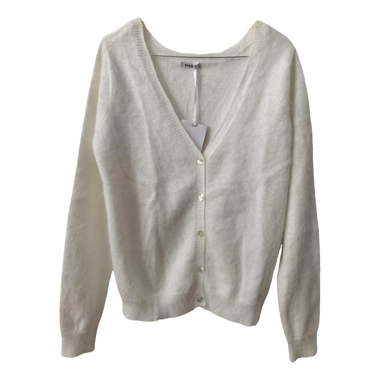 Pre-owned P.a.r.o.s.h Wool Cardigan In White