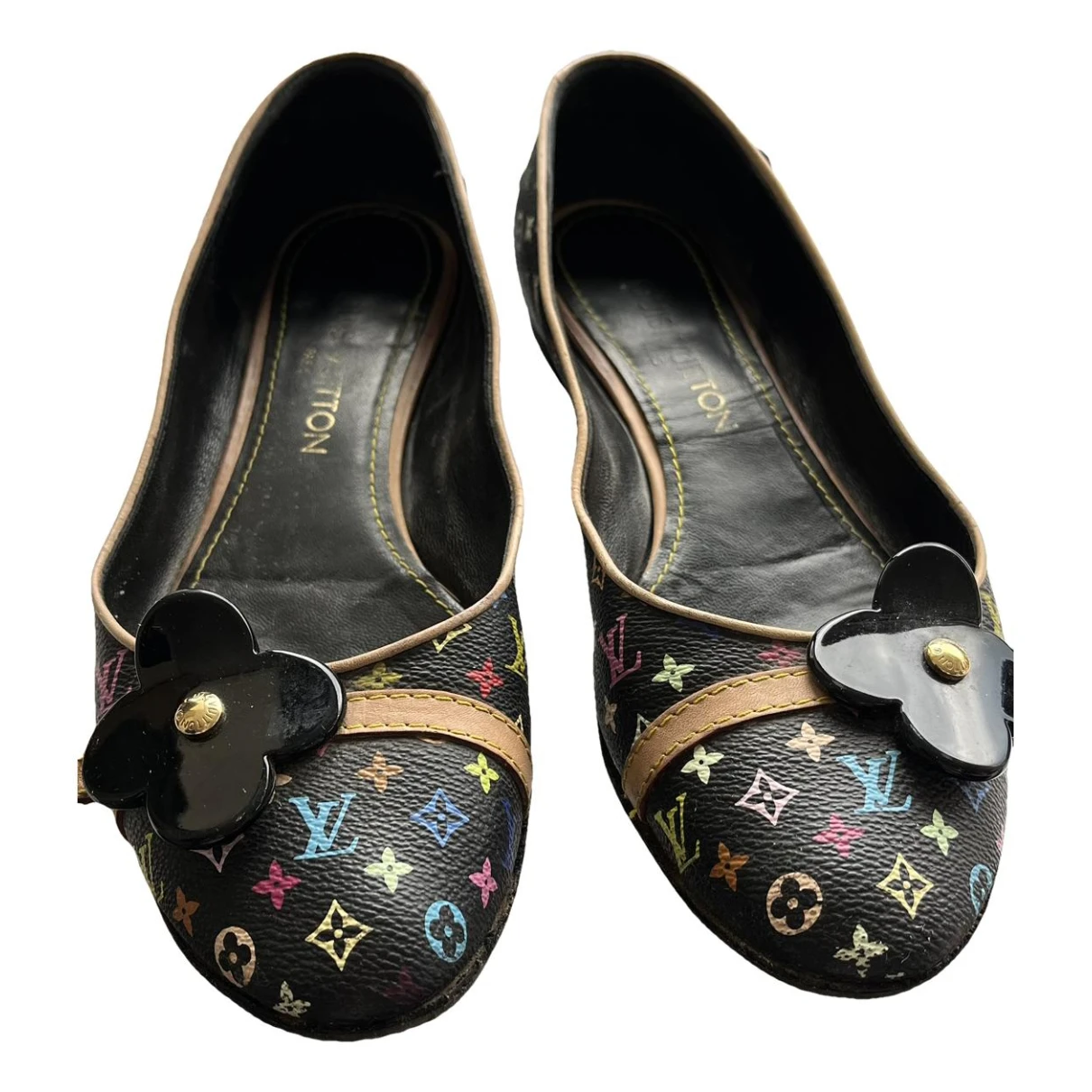 Pre-owned Louis Vuitton Leather Ballet Flats In Black