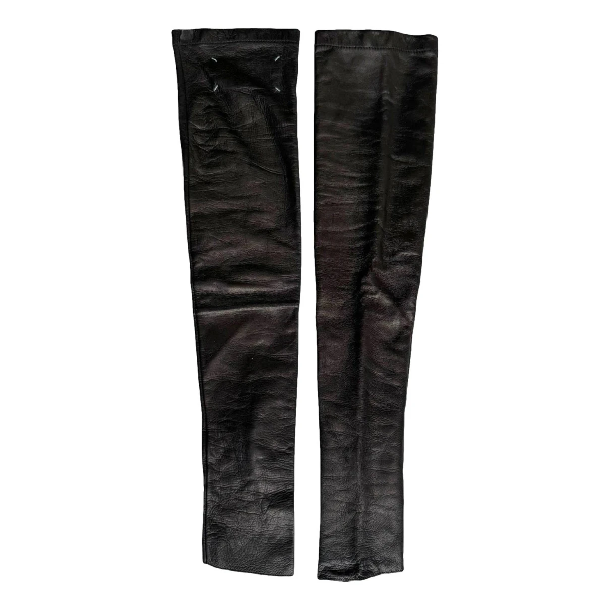 Pre-owned Maison Margiela Leather Mittens In Black