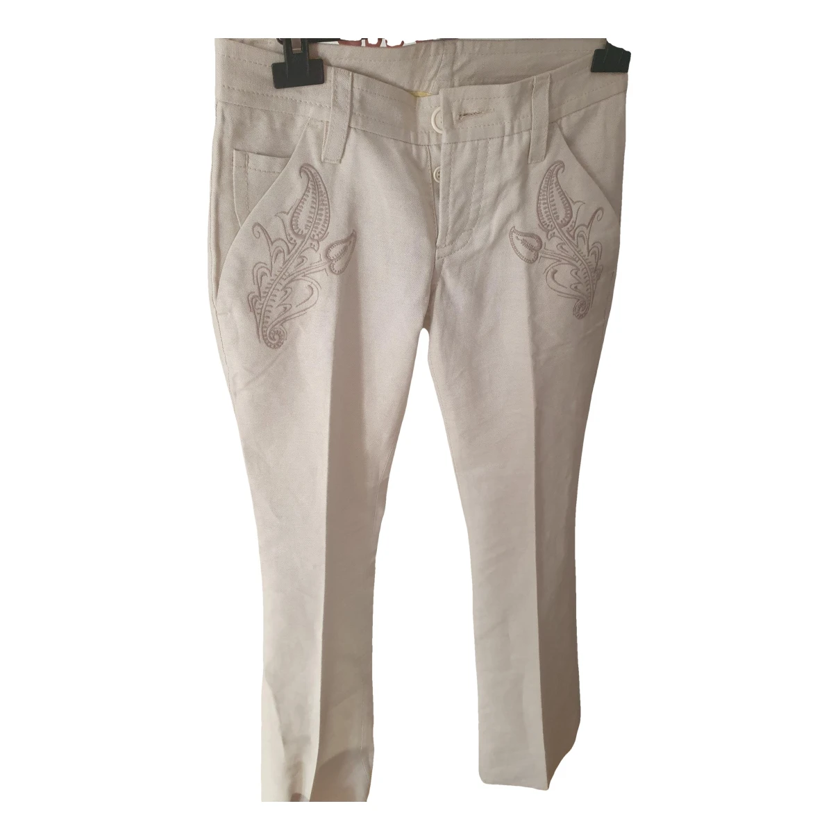 Pre-owned Dsquared2 Linen Straight Pants In Beige
