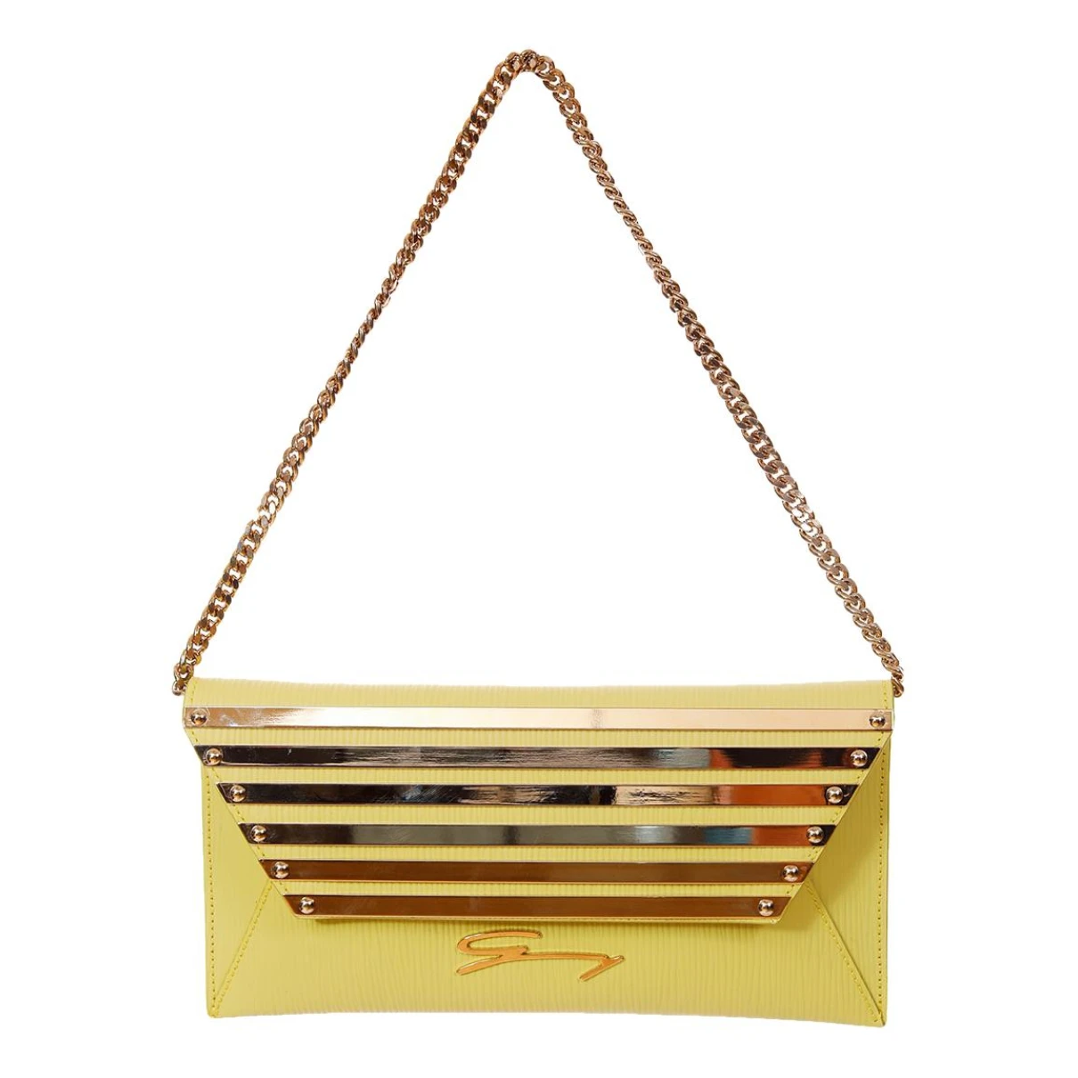 Pre-owned Genny Leather Clutch Bag In Yellow