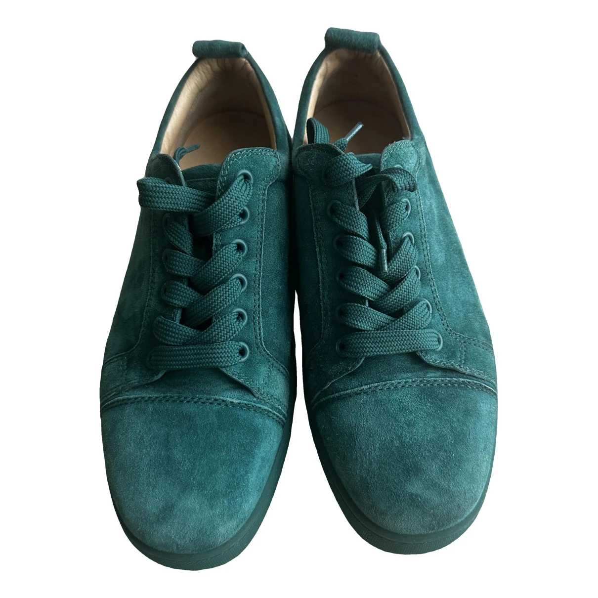Pre-owned Christian Louboutin Louis Leather Trainers In Green