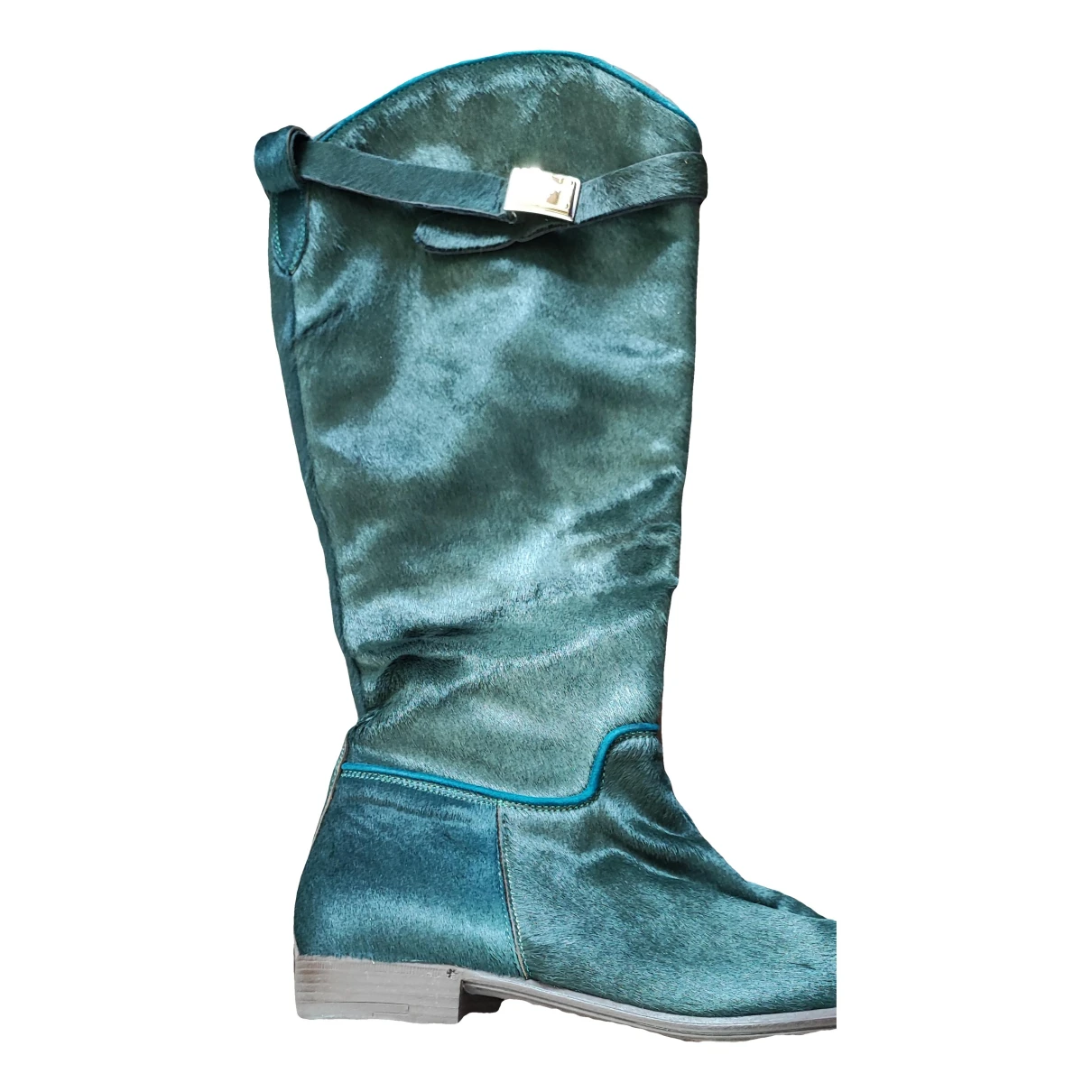 Pre-owned Dolce & Gabbana Leather Riding Boots In Green