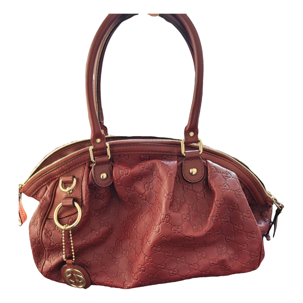 Pre-owned Gucci Sukey Leather Handbag In Burgundy