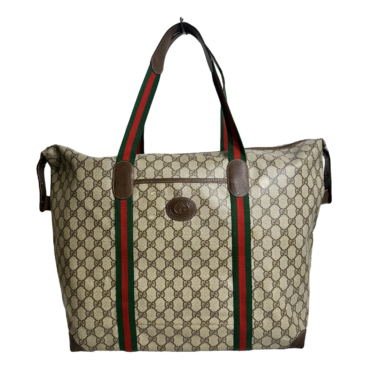 Pre-owned Gucci Vinyl Travel Bag In Brown