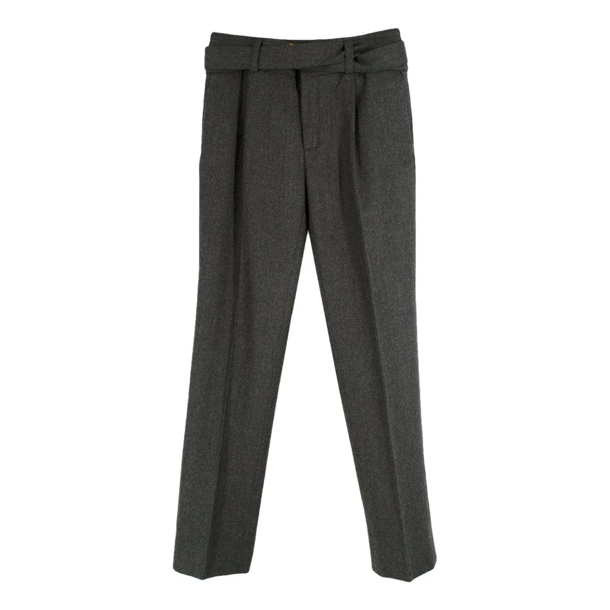 Pre-owned Saint Laurent Wool Trousers In Grey