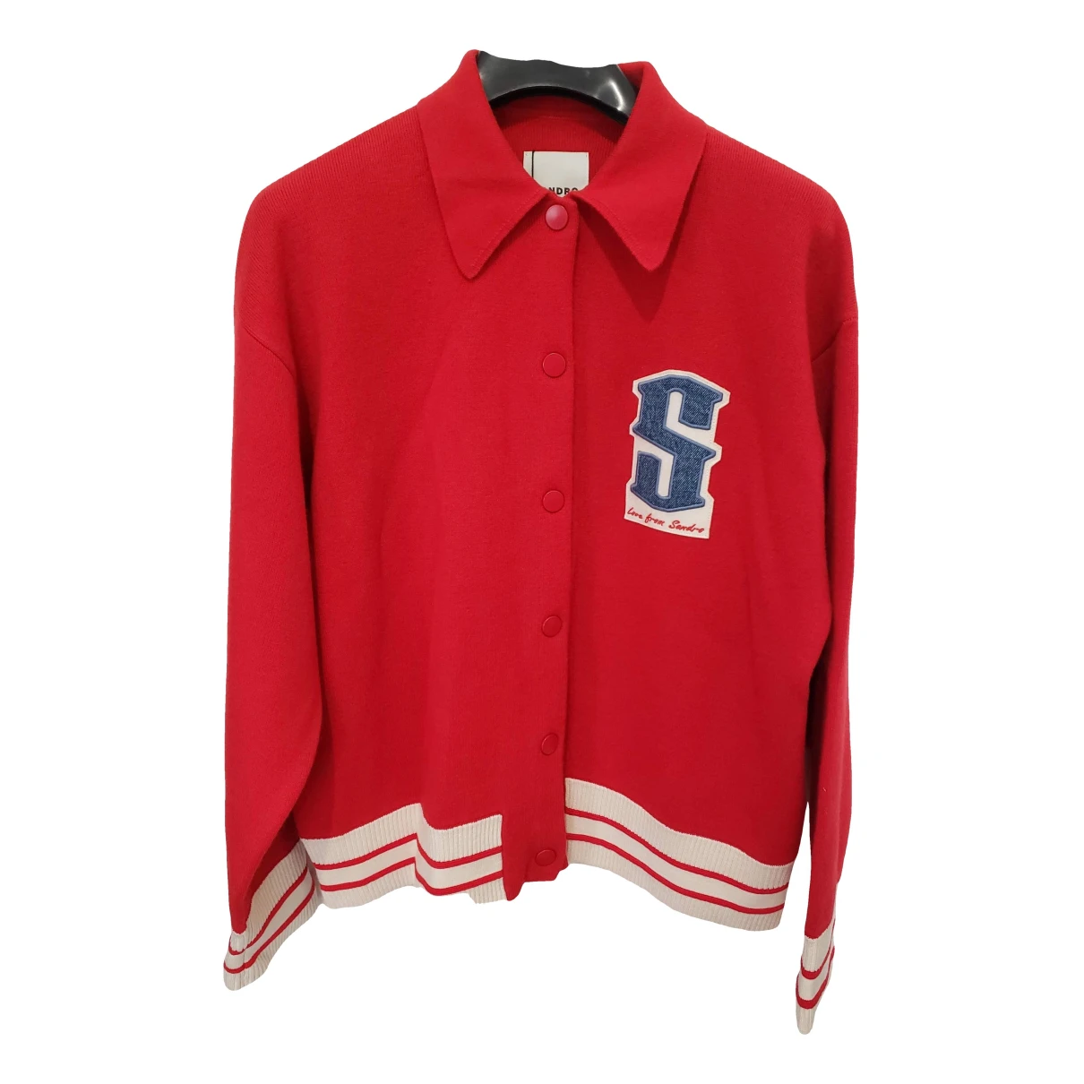 Pre-owned Sandro Wool Cardigan In Red
