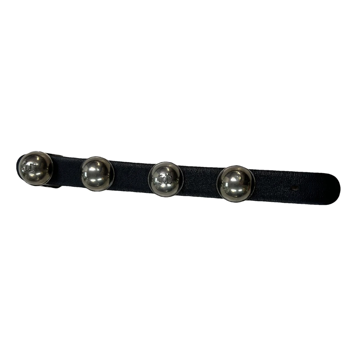 Pre-owned Chanel Cc Leather Bracelet In Black