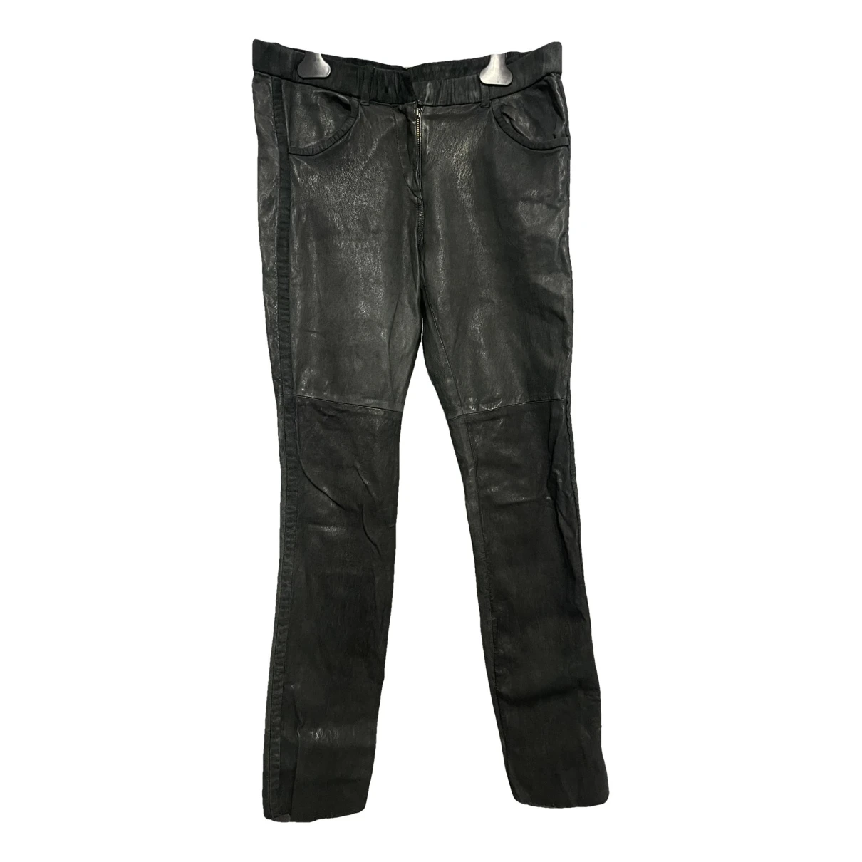 Pre-owned Isabel Marant Leather Slim Pants In Black