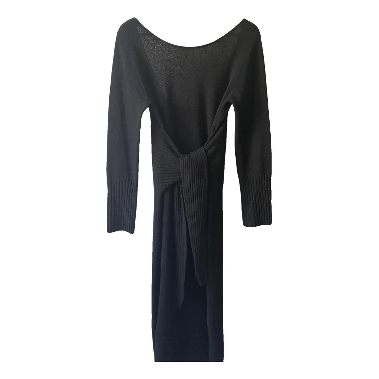 Pre-owned Tara Jarmon Wool Maxi Dress In Black