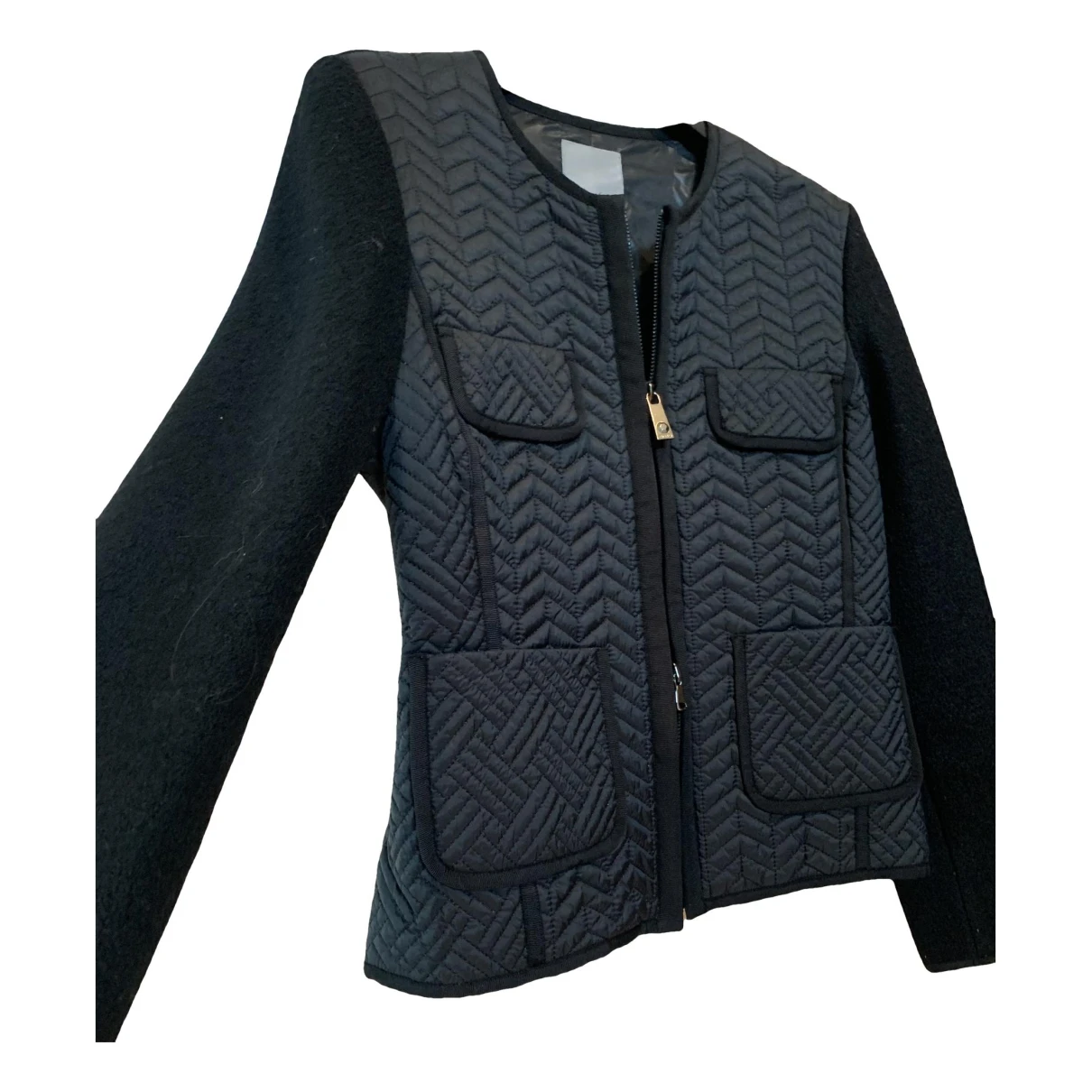 Pre-owned Pinko Wool Short Vest In Black