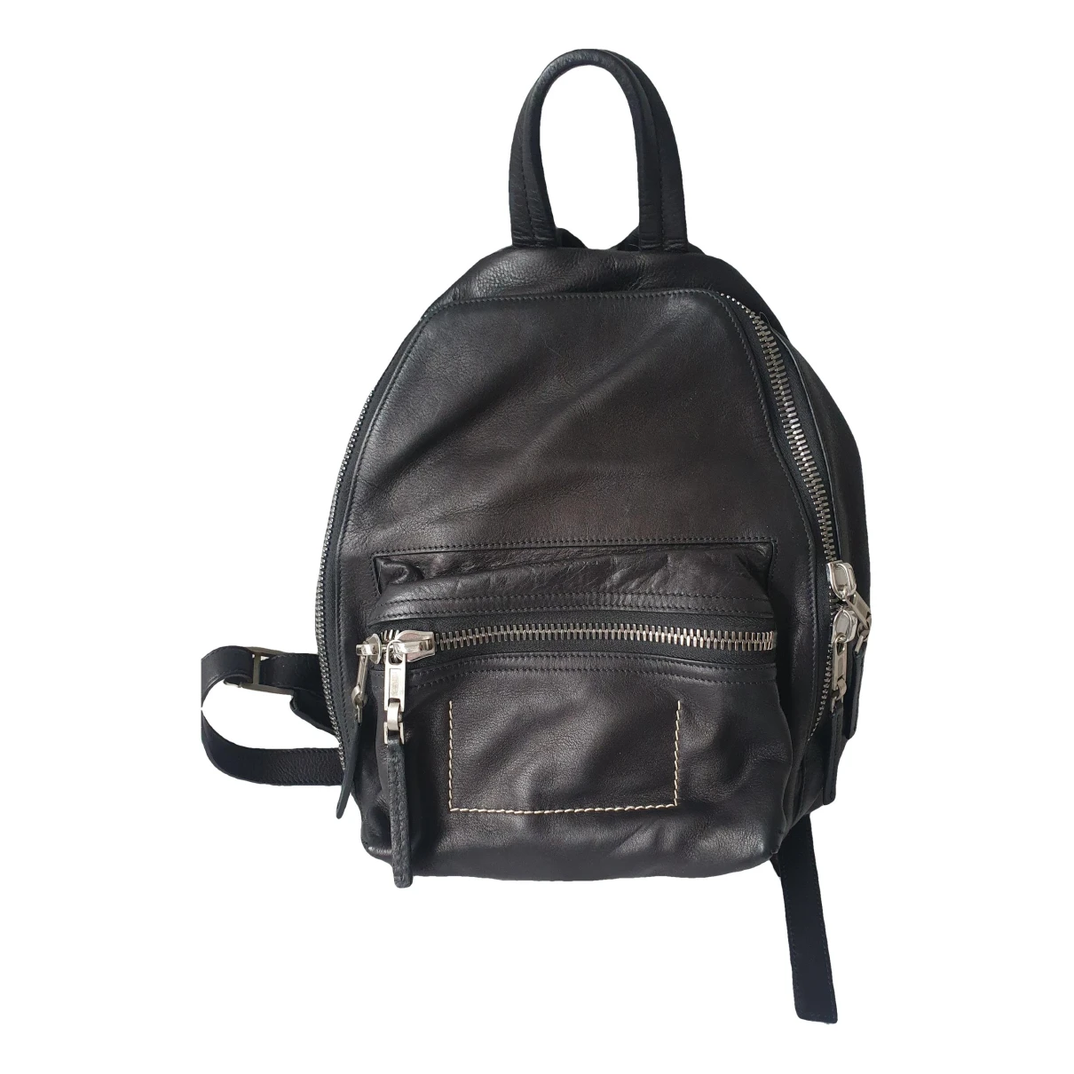Pre-owned Rick Owens Leather Backpack In Black
