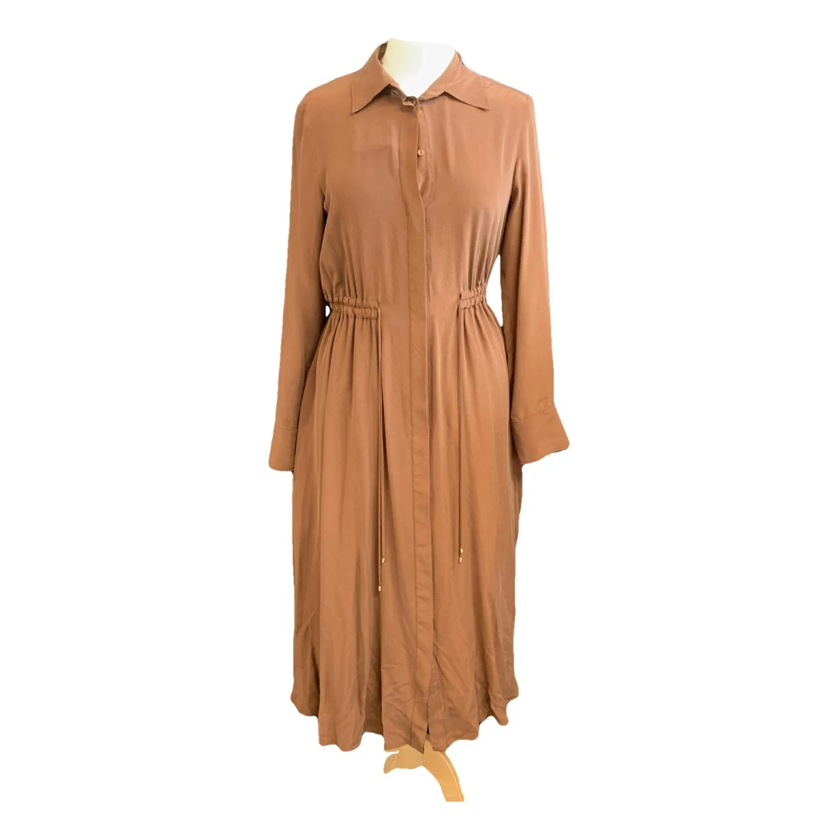 Pre-owned Max Mara Silk Maxi Dress In Brown