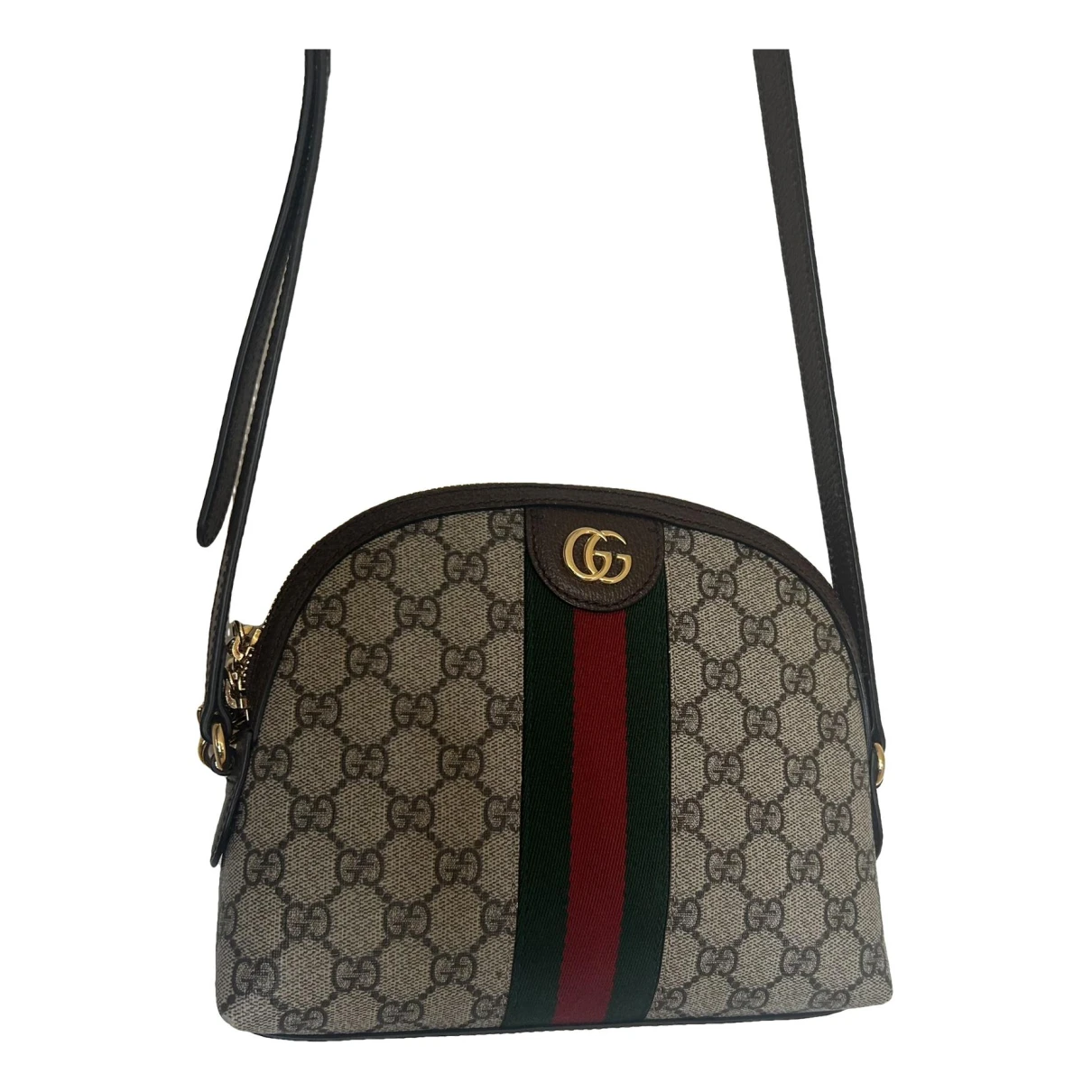 Pre-owned Gucci Ophidia Dome Cloth Handbag In Brown