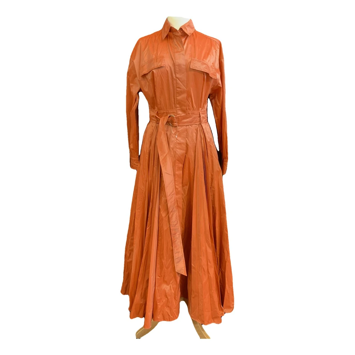 Pre-owned Max Mara Silk Maxi Dress In Orange