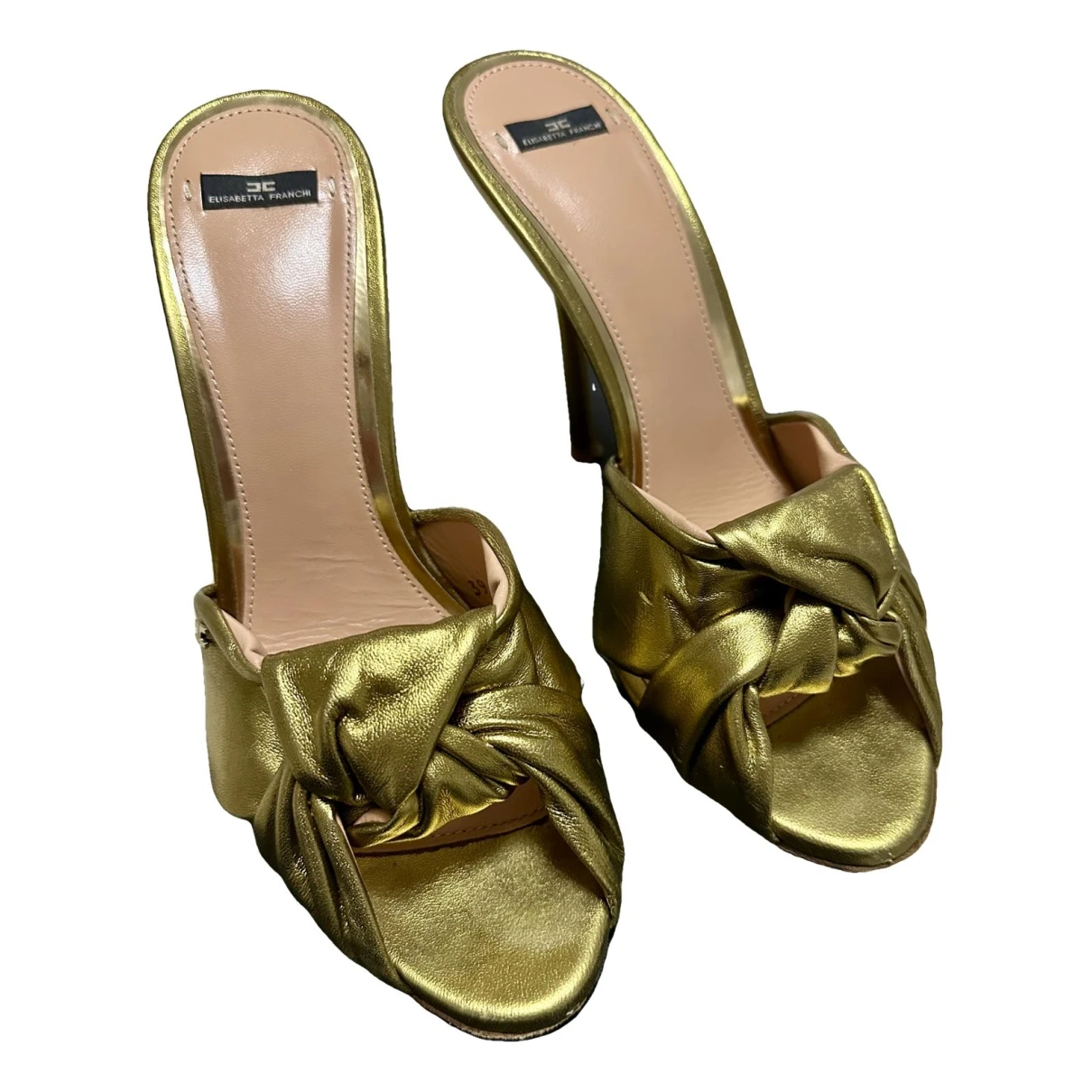 Pre-owned Elisabetta Franchi Leather Mules In Gold