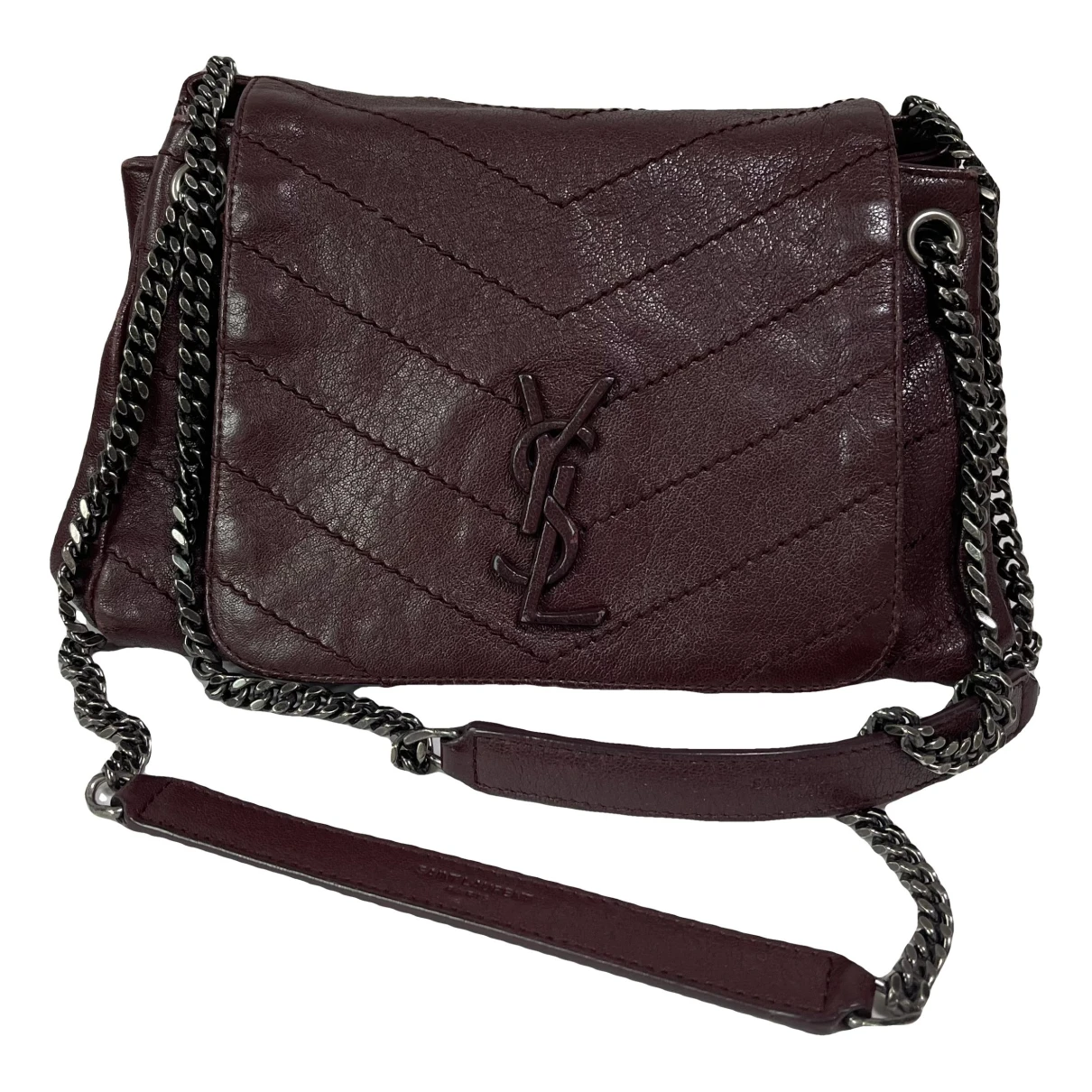 Pre-owned Saint Laurent Nolita Leather Handbag In Burgundy