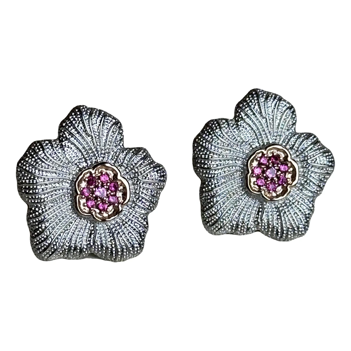 Pre-owned Buccellati Blossom Leather Earrings In Pink