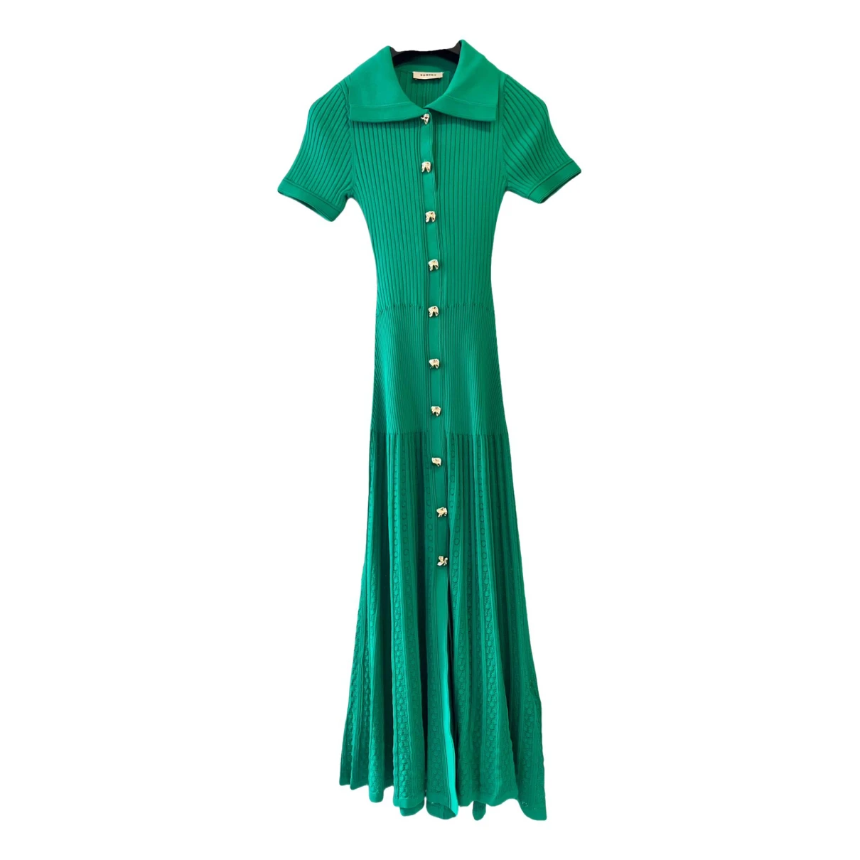 Pre-owned Sandro Maxi Dress In Green