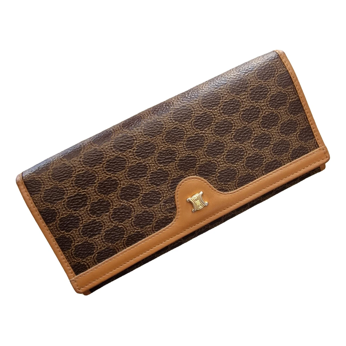 Pre-owned Celine Triomphe Leather Wallet In Brown
