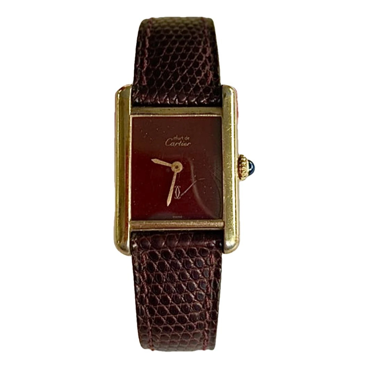 Pre-owned Cartier Tank Must Watch In Burgundy