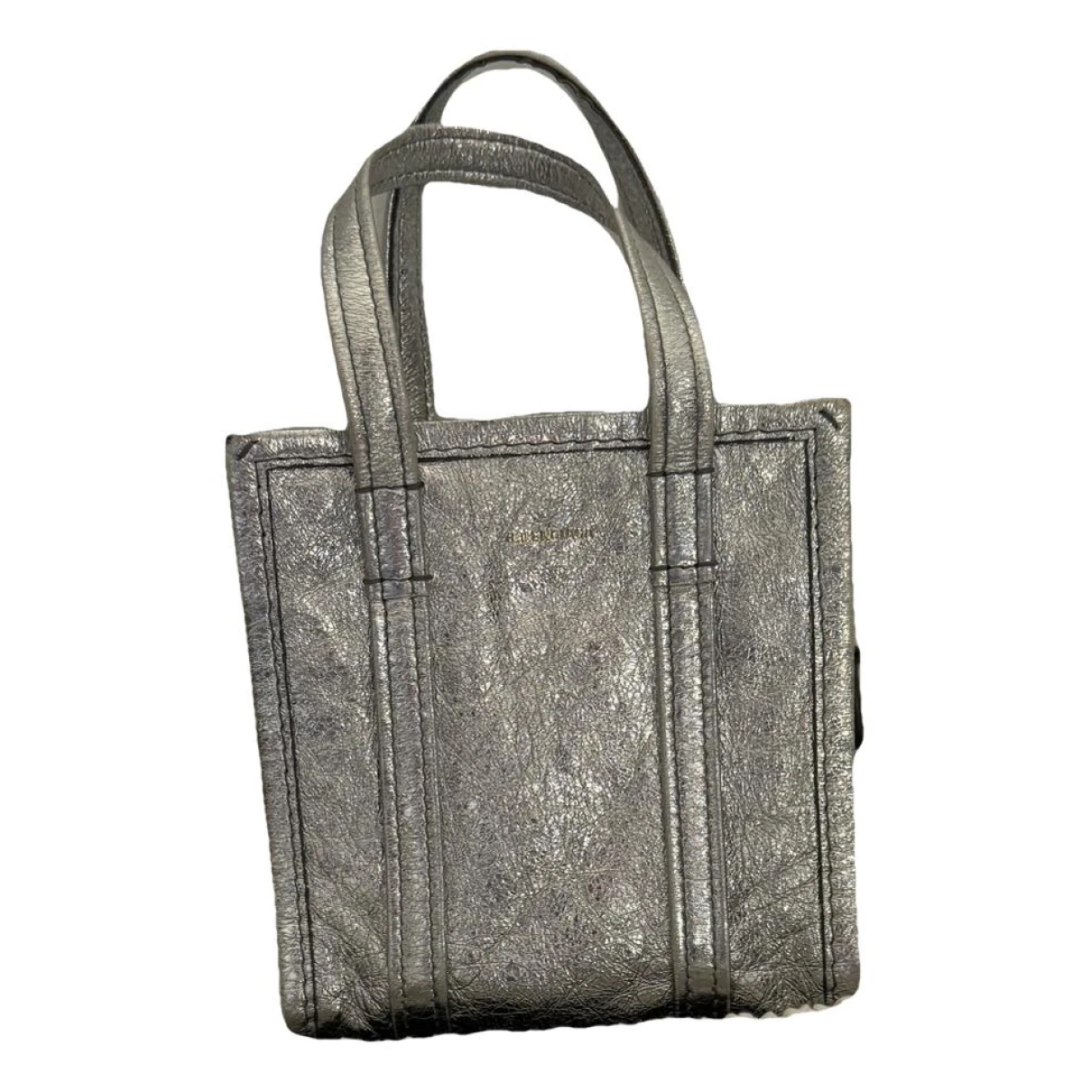Pre-owned Balenciaga Bazar Bag Leather Crossbody Bag In Silver
