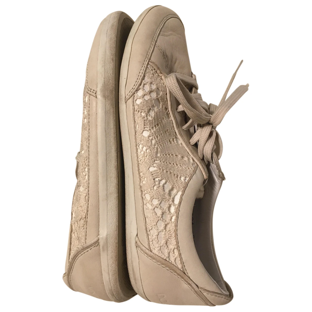 Pre-owned Dolce & Gabbana Leather Trainers In Beige